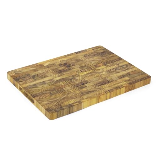 Large Teak End Grain Chopping Board | End Grain Butcher Block Rectangular Cutting Board | Traditional Wooden Cutting Board Teak Endgrain Board 42x30cm
