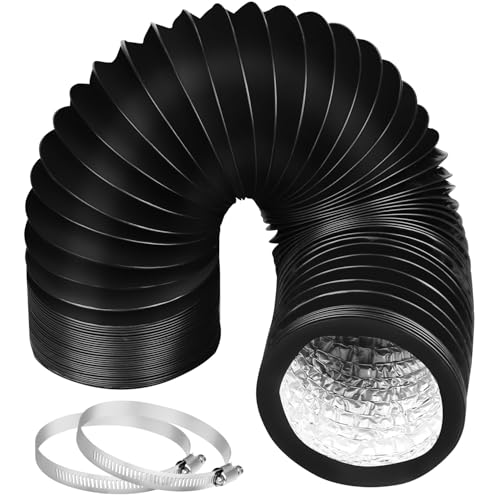 Image of Omont Dryer Vent Hose 4 Inch 5FT Flexible Dryer Ducting Tube Air Duct Aluminum Insulated Flex Hose Kit Indoor Outdoor