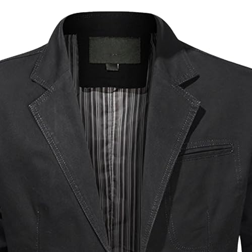 Men's Vintage Solid Color Suit Coat Casual Cotton Lightweight Blazer Jacket Business Loose Sport Coat2