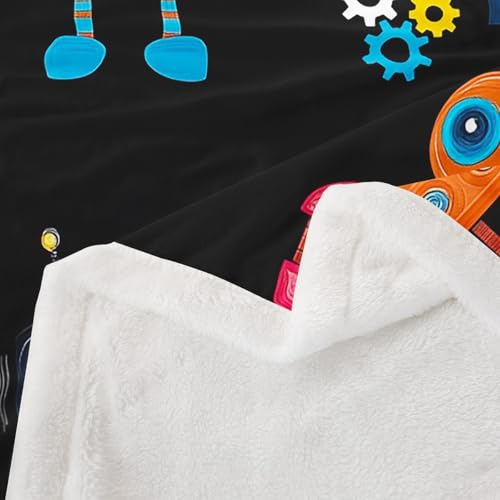 Couverture polaire robot enfant noire 101x127 cm pour lit