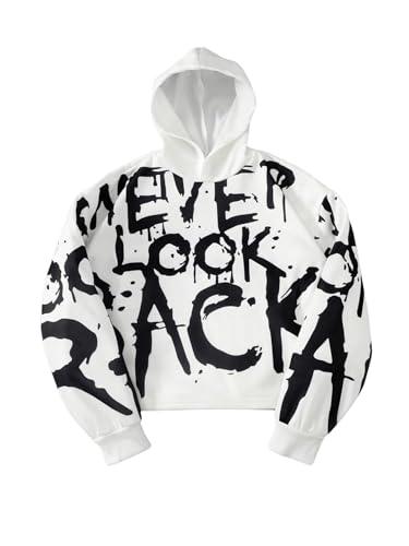 Men's Y2k Hoodies Pullover Long Sleeve Letter Graphic Baggy Hooded Sweatshirts