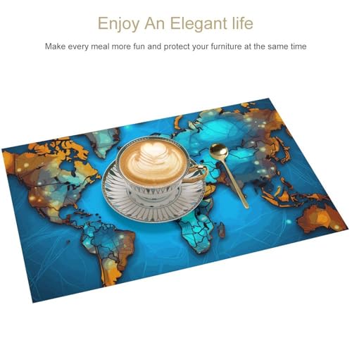 Set de table mappemonde PVC résistant chaleur et dessous de plat lavable