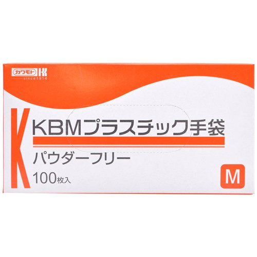川本産業 KBMプラスチック手袋 パウダーフリー M 100枚入