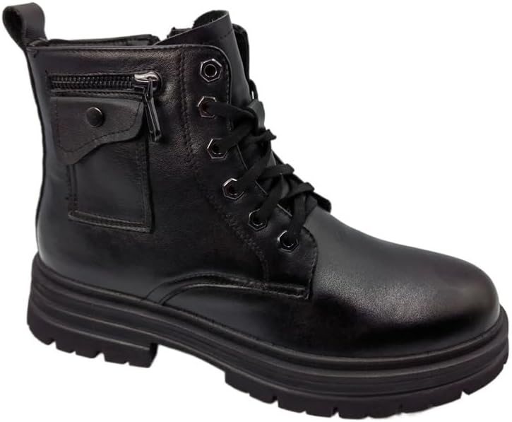 Men's High-top Leather Boots British Rubber Shoes Round-Toed Thick-Soled Lace-up Comfortable Breathable wear-Resistant Warm Shoes for Men