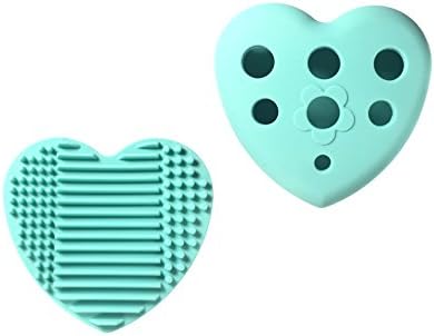 Makeup Brush Cleaner by Huemi Beauty | Holder Silicone Pad/Mat | Multi-Color Heart-Glove Shaped Essential Design for Cleaning and Drying