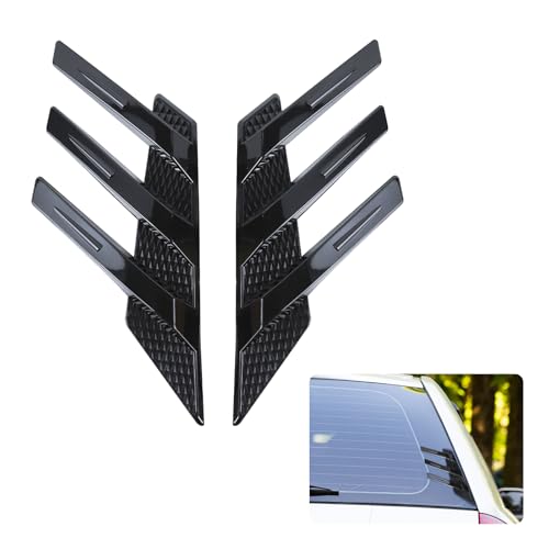 Wuyaoyao 2PCS Car Rear Window Louver Decal, Racing Style Louvers Rear Windshield Decorative Sticker, Vehicle Back Window Wind Air Knife Decal, Universal Exterior Car Accessories (Glossy Black)