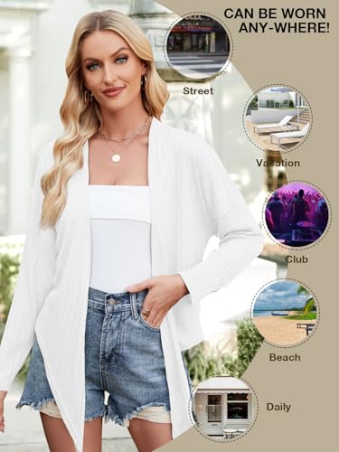 ZANZEA Tie Front Cardigan for Women Long Sleeve Sheer Bolero Shrug for Dresses Lightweight Cropped Shawl4