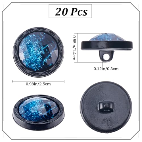 GORGECRAFT 20Pcs 25mm Resin Shank Button 1-Hole Beveled Cut Glass Shiny Blue Sewing Shank Buttons for Diy Sewing Crafts Sweater Uniform Blouse Jacket Clothing Hat Embellishments Jewelry Making - Image 2