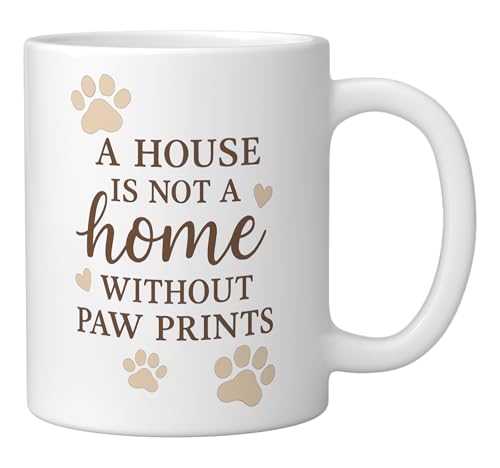 Taza de cerámica blanca con huellas de patas 11 Onzas miniatura 2