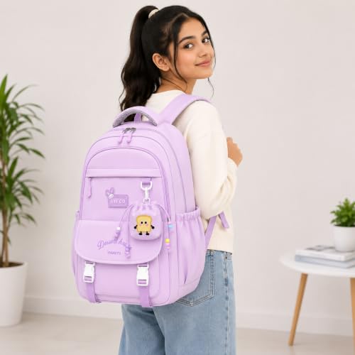 Image of Korean Style Unisex School & College Backpack Bag | 18 Inch Large Capacity Bag For Girls & Boys Age of 12-16 Years | Best For Middle & High School, College, Tution, Travel, Camping