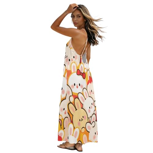Robe caraco orange à motif lapin idéale pour vos journées d'été et vos moments de détente