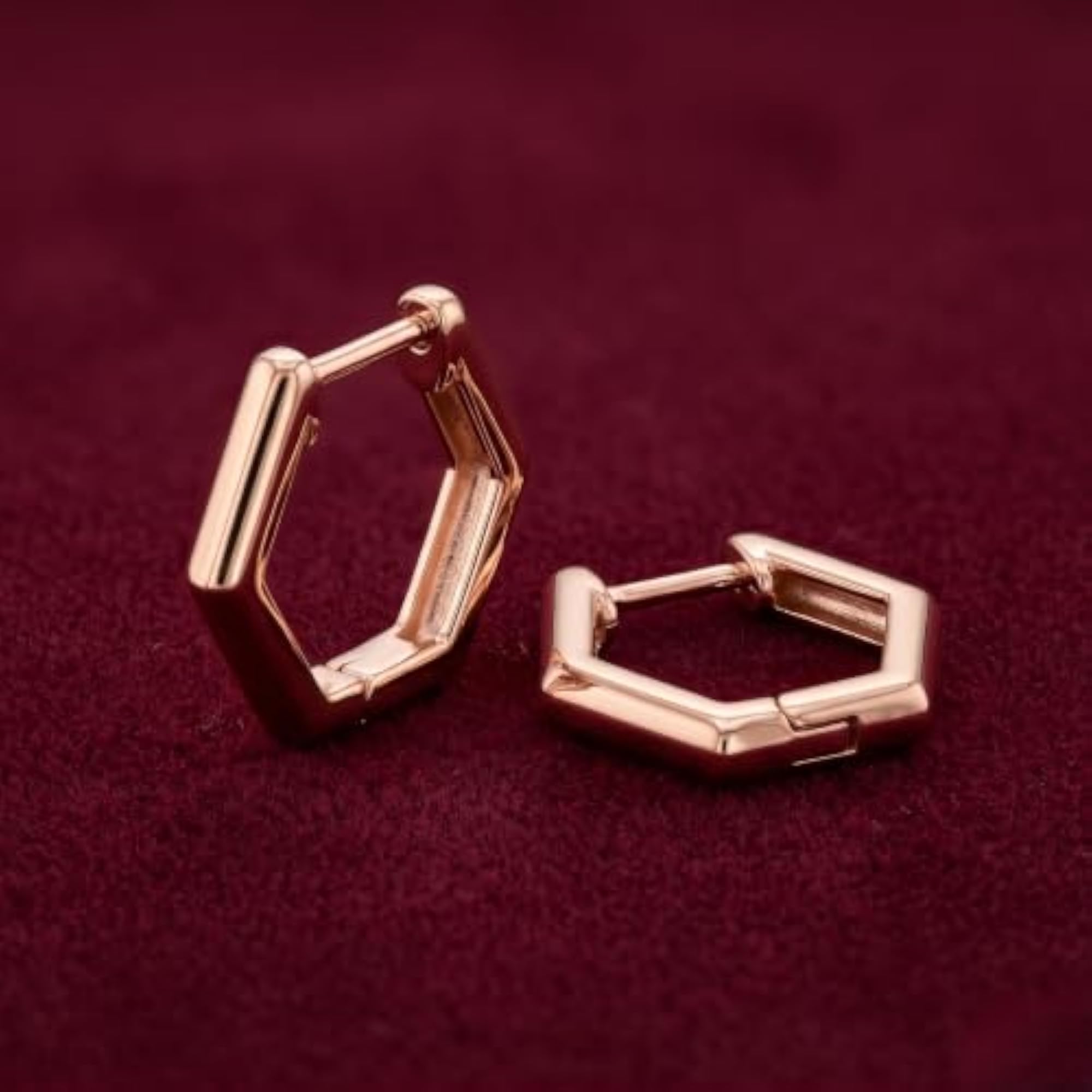 Women's Prism Hexagonal Hoop 925 Silver Earrings