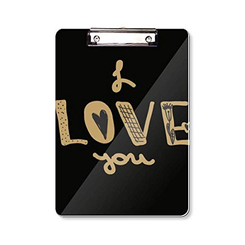 Bloc-notes A4 I Love You doré grand format pour écriture créative