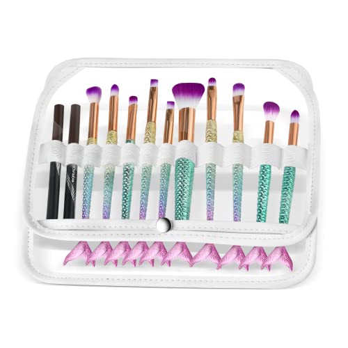 BAGNN Makeup Brush Organizer Holder Travel Makeup Brush Bag Clear Cosmetic Brush Storage Fit for Cosmetic Box Artist Pencil case with 12 Slots (Brushes Not included)
