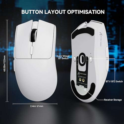 Image of ATTACK SHARK X1 Wireless Gaming Mouse with RGB Charging Dock, PAW3395 PRO Sensor Up to 40K DPI,53g Ultra Light Tri-Mode Computer Mice,1KHz Polling Rate 5 Programmable Buttons for WIN /MAC-White