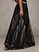 Women Sexy See Through Lace Maxi Skirt Elastic Low Waist Sheer A Line Long Flowy Skirt (Black, M)