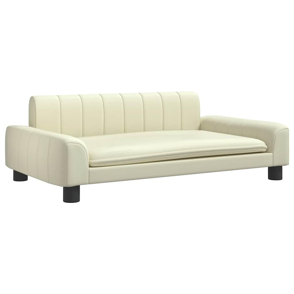 vidaXL Kindersofa, Couch für Kinder, Kindercouch mit runden Kanten, Kindersessel Minisofa Polstersofa Kindermöbel Sofa Kinderzimmer, Creme Kunstleder