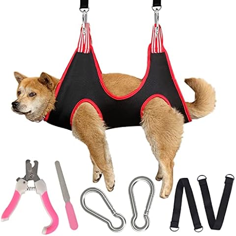 Pet Dog Grooming Hammock Harness for Dogs Cats, Dog Grooming Sling for Nail Clipping/Trimmer, Nail File, Breathable Dog Hammock Restraint Bag, Dog Grooming Helper holder for Nail Trimming (SIZE: S) Cover