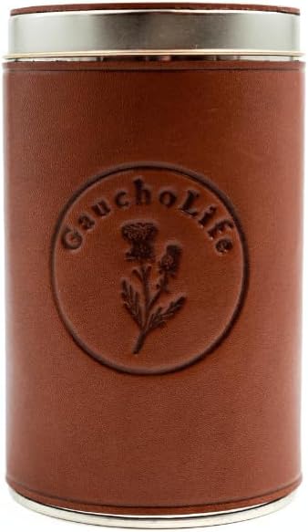 GauchoLife Leather Yerba Mate Container, yerbera, Handmade in Argentina (Tan)