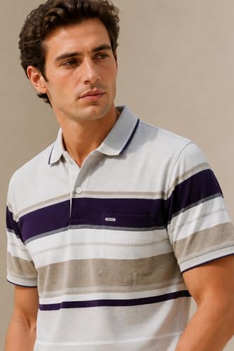 Image of GODFREY Half Cotton Polo T Shirt for Man with Pocket - Regular Fit Mens Collar Tshirt