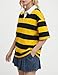 Lenader Women’s Striped Polo Shirt Oversized Lapel V Neck Short Sleeve Rugby Shirt 2026 Casual Summer Y2K Pullover Top(Large,Yellow-Black)
