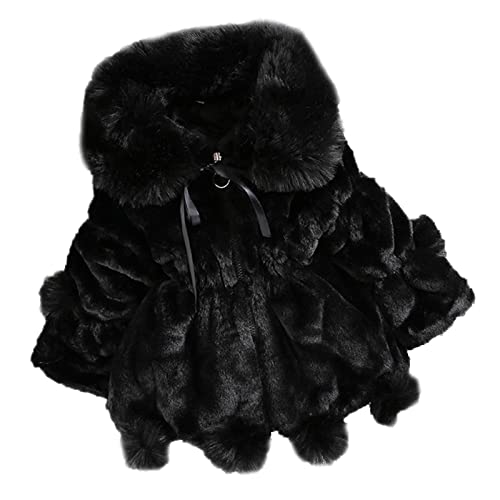 Faux 𝗙𝘂r Coat for Girls Long Sleeve Zip 𝗙𝘂r Collar Thicken Fluff Jacket Winter Solid Windproof Outerwear