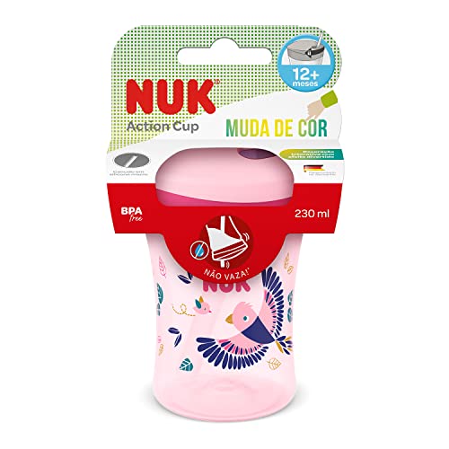 Copo Action com Canudo NUK Evolution Muda de Cor 230ml - Rosa