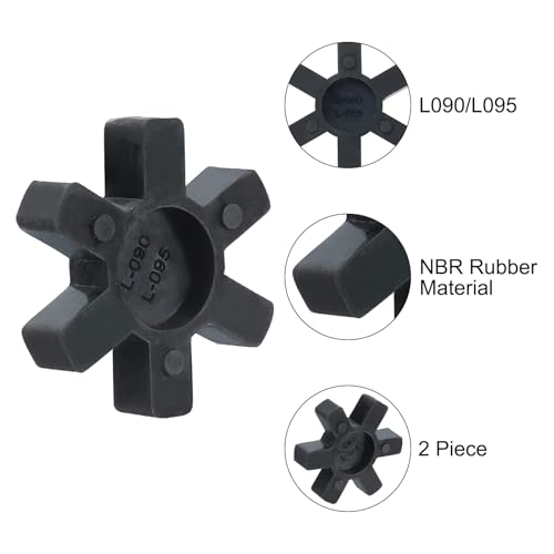 QUARKZMAN 2 Stück L090/L095 Kieferkupplung Einsatz, Flexibler Feststofftyp NBR Gummi Kieferkupplung Mitteinsätze für L Kieferkupplung L-Kieferkupplung Set, Schwarz