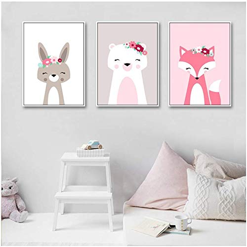 Toile Affiches et Impressions Kawaii Animaux Peinture Chambre Enfants 50x70