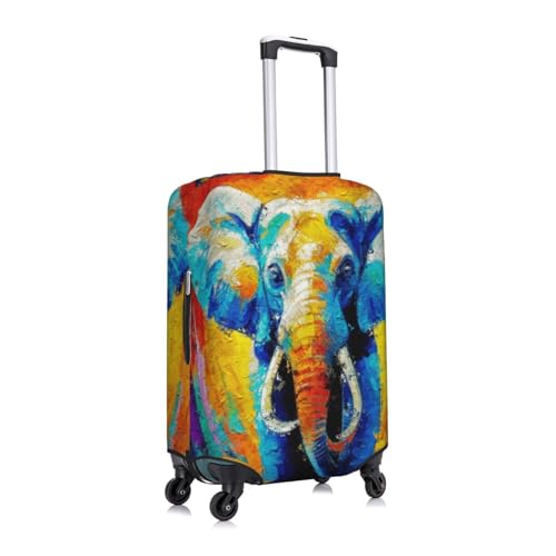 Oil Painting Elephant Print Luggage Cover Washable Elasticated Suitcase Covers TSA Approved Stylish Dust and Scratch Resistant Case Protector for Kids and Adults3