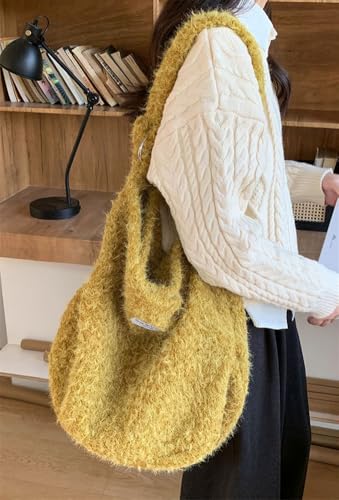 Winter Faux Fur Shoulder Bag for Women Crossbody Bag Large Hobo Handbag Satchel Slouchy Furry Tote Purse2