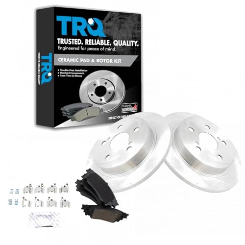 Image of TRQ Rear Brake Pad and Rotor Set Ceramic Solid Rotors | For 2015-2023 Lexus NX200t NX300 NX300h UX200 UX250h ES250 ES300h ES350