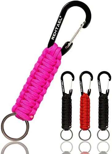 Heavy Duty Paracord Keychain Carabiner Strap, Military Braided Rope Keychain Lanyard W/Hook Clip D Ring for Men Women, Car Keys Backpack Knife Water Bottle, Camping Hiking Fishing Accessories