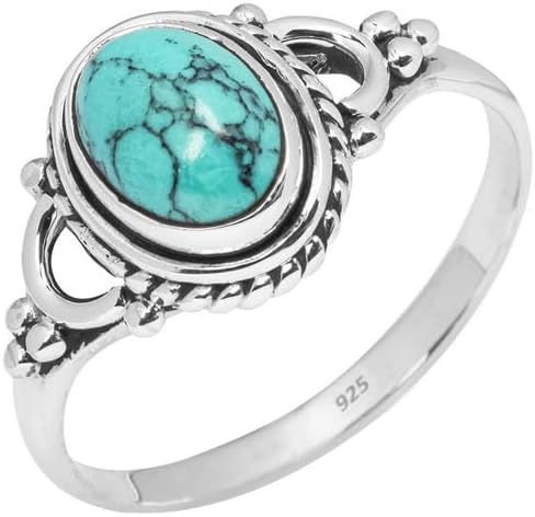Turquoise Stone Ring, 925 Sterling Silver Ring Handmade Statement Ring For Women and Girls, Natural Gemstone Ring, Christmas Gift For Fer, Promise Ring Size US 9 Minimalist Ring