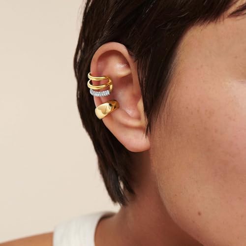 MEVECCO Ear Cuffs Non Piercing 18K Gold Plated Ear Cuff Earring Sets Clip on Cartilage Cubic Zirconia Pearl Minimalist Hypoallergenic Fake Hoop Earrings Stack Women Gifts4