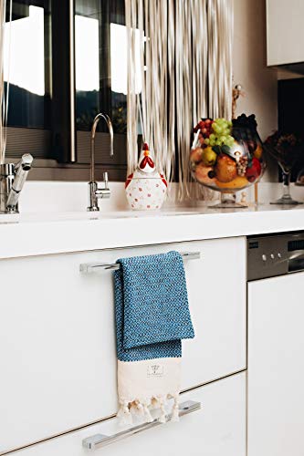 Smyrna Turkish Cotton Original Series Hand Towels - Set Of 2 |16 X 40 In| 100% Turkish Cotton |Large, Soft Hand And Head Towels For Bathroom, Kitchen |No Shrink| Premium Luxury Set - Blue #TOP2