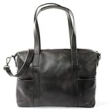  LECONI Shopper Vintage-Look Damen Henkeltasche Schultertasche Echt-Leder Natur Damentasche Ledertasche Umhängetasche Handtasche Leder 37x28x15cm dunkelgrau LE0061-buf