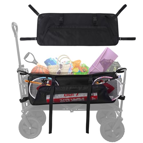 Kaskawise Collapsible Wagon Side Pocket, 900D Oxford Storage Bag with Mesh Pouch,Universal Durable Wagon Accessories for Folding Garden Cart, Camping,and Sports