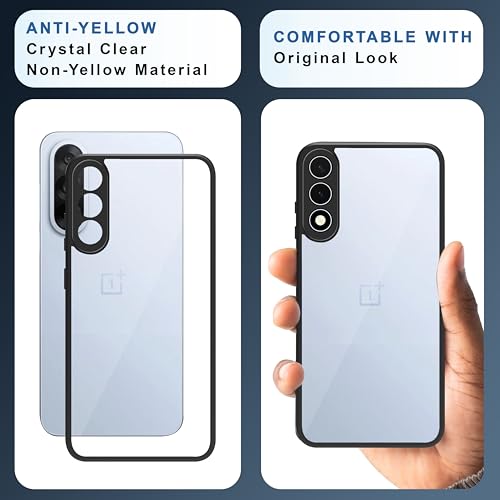 Image of CEDO Backcover for OnePlus Nord 5 (5G) | Camera Protection Bump Shockproof Edge | Ultra Hybrid Transparent Acrylic Clear TPU+PC Hard Backcase Cover (Black)
