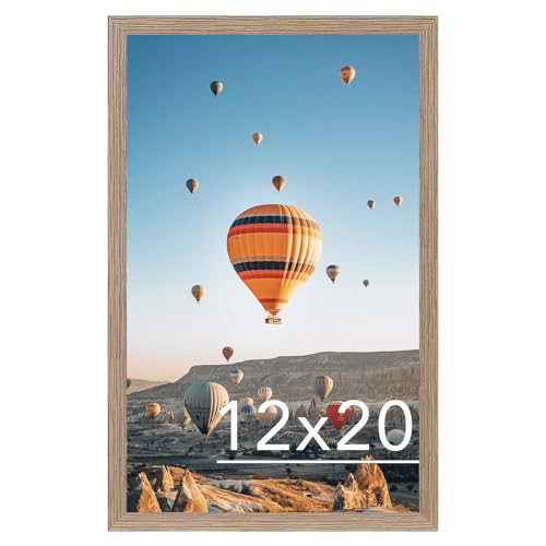 Image of JCJMY 12x20 Picture Frame for Poster Photo Picture, Horizontal and Vertical Formats for Wall Hanging, 12 x 20 Wall Gallery Poster Photo Frame for 12 by 20 Photos Posters, Rustic Brown