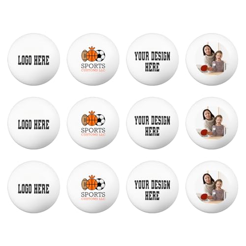 HAMMET Custom Ping Pong Balls - 12-Pack White Personalized Table Tennis Balls - Add Customized Name, Text, or Logo - Durable 3-Star Official Size for Training, Clubs, and Games