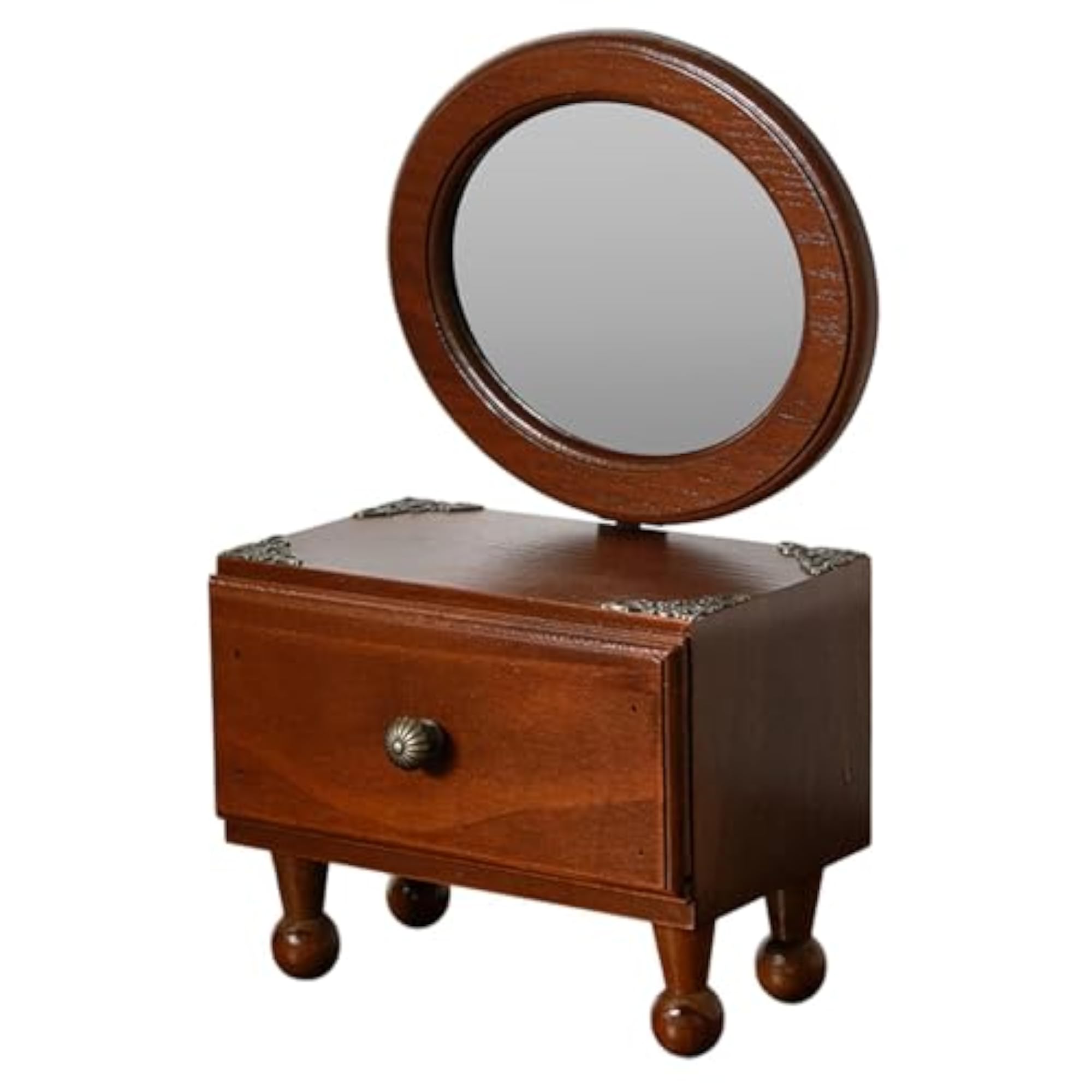 VELURA Retro Elegant Oval Tabletop Mirror for Makeup