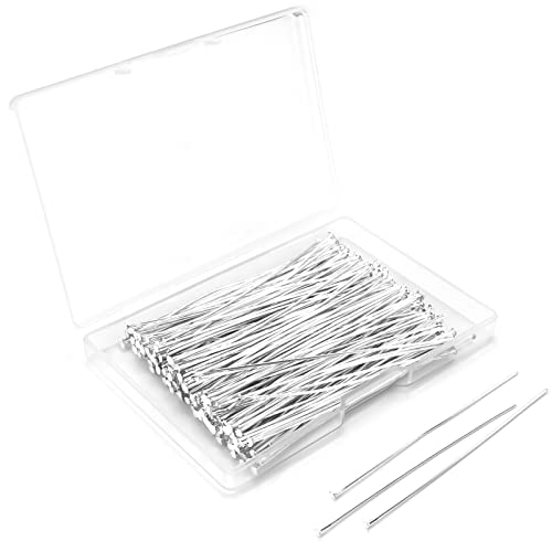 Yumttero 200 Pcs 70mm/2.76 Inch 21 Gauge Head Pins for Jewelry Making Straight Eye Ball Pin for DIY Christmas Styles Craft Earring Bracelet Necklace Pendant Making (Head Pins Sliver Color)