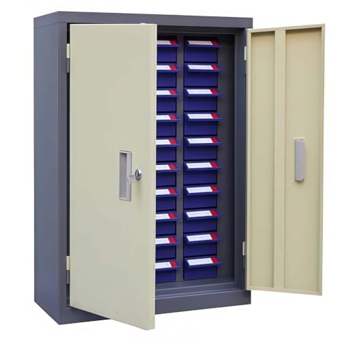100 armarios para Piezas con Puertas y Etiquetas de Acero Inoxidable, Aptos para Herramientas y ferretería de Taller.