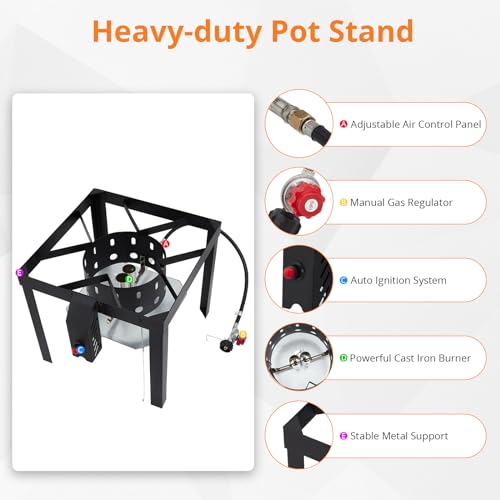 Outdoor Fryer, 100 Qt Seafood Boil Pot with Basket & Burner, Fish Fryer Boiler Steamer Set, Aluminum Propane Seafood Boiler with 10 PSI Regulator, 110,000 Btu, Crab Crawfish Boiler