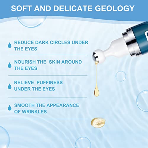 5% Caffeine Eye Serum And Under Eye Roller Cream For Dark Circles And Puffiness, Anti-Aging Caffeine Eye Cream With 360° Massage Ball Reduce Wrinkles And Fine Lines, Bags Under Eyes #TOP2