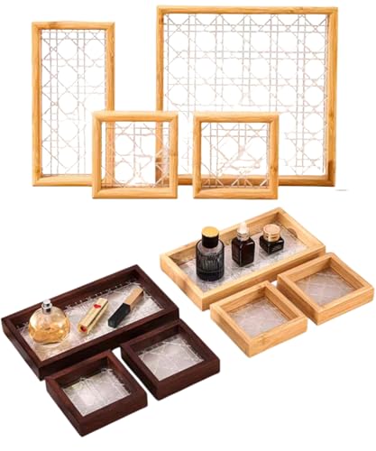 Kit Bandejas de Bambu, Mesa Posta, Organização, Utensílios de Cozinha, Enxoval, Decoração, Petisqueira - Utilidades Domésticas (Kit com 4 - Clara)