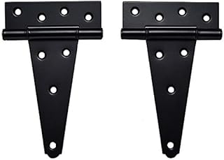 6 Inch T-Strap Shed Door Hinges Heavy Duty ,Black Tee Hinge for Wooden Fences,Yard Door,Barn Door Gates, Wrought Hardware Rustproof,2Pack/Set