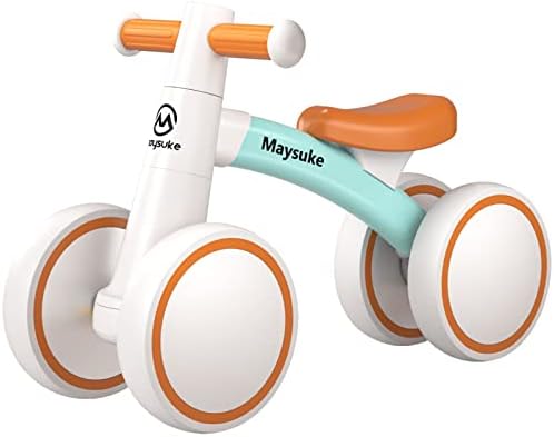Maysuke Baby Balance Bike Toys for 1 Year Old Boys and Girls Gifts, Toddler Bike 10-24 Month First Birthday Gift with 4 Wheels, No Pedal (Green)