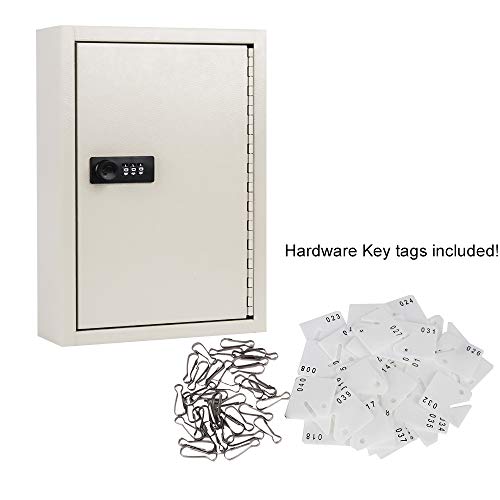 Kyodoled Key Storage Lock Box With Code,Locking Key Cabinet,40 Key Management Wall Mount With Combination Lock,Key Hooks & Tags Key Labels,(Beige,40 Key) #TOP5